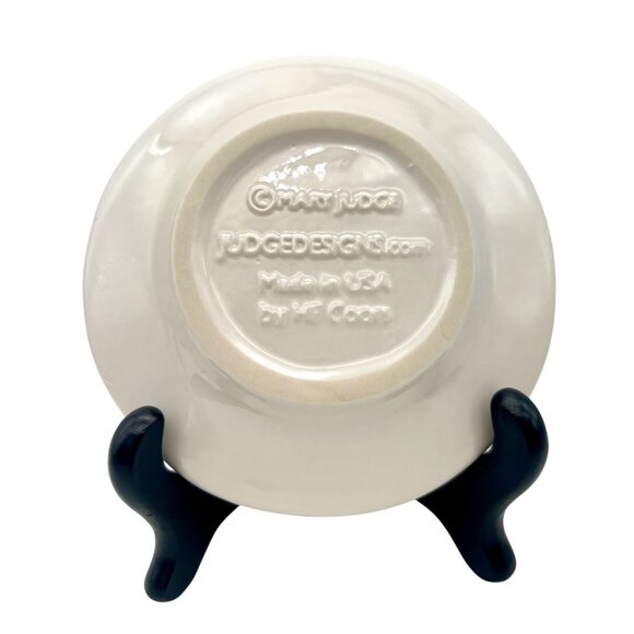 Mary Judge White Ceramic Olive Oil Dipping Plate Heart Design 5" Diameter - Picture 3 of 6